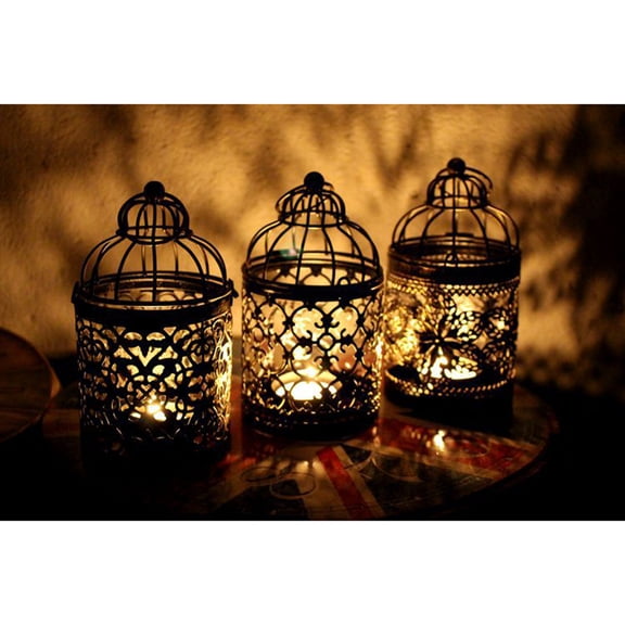 Raindrops Brown Metal Hollow Candlestick Decorative Candle Holder for Party Home Office and Hotel Use