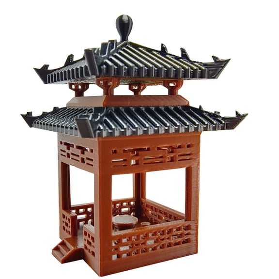 Raindrops Brown Mini Pavilion Zen Garden Decor for , Home Office, Desk with Antique Style and Compact Design