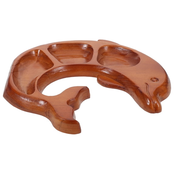 FOMIYES Farmhouse Wooden Serving Tray with Whale-Shaped Divided Sections for Snacks, Fruits, and Appetizers