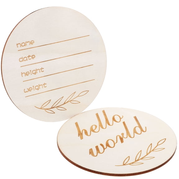 Raindrops Brown Wooden Baby Name Sign for Birth Announcement and Display with Minimalist Design 2pcs