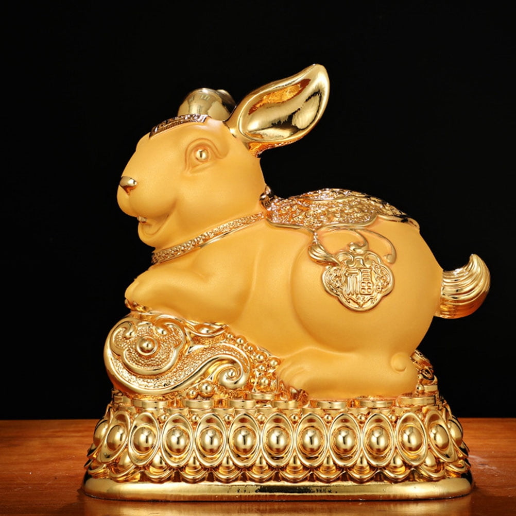 Raindrops Bunny Figurines Home Decor Large Gold Rabbit Piggy Bank ...