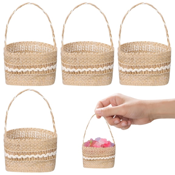 Raindrops 4Pcs Khaki Burlap Candy Basket for Wedding Storage and Elegant Banquet Decor