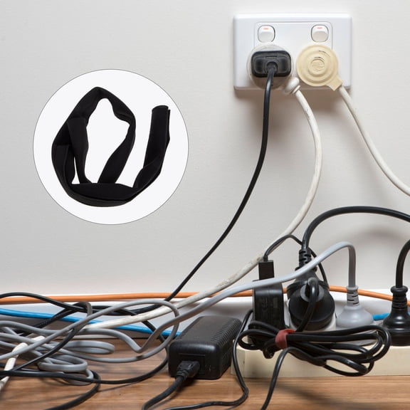 Raindrops Reusable Cable Management Organizer for Office Cords and Wires, Black Wire Cover Sleeve, 1 Meter Length