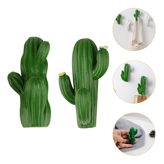 Raindrops Cactus Resin Coat Hooks 2-Pack Decorative Wall Hooks for Home, Office, Dorm Room Organization