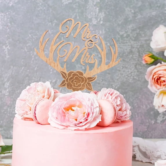 FOMIYES Rustic Cake Topper Antler Wedding Party Decoration for Couples 1Pack