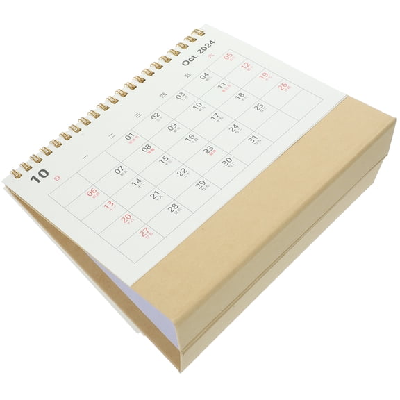 Raindrops White Paper Spiral Desk Calendar for Home with Spiral Binding and Decorative Design 7.5 x 5.5 inches