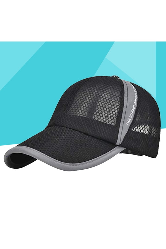 Black Mesh Baseball Cap for Running Hiking with Quick Dry Sweat Absorbing Band