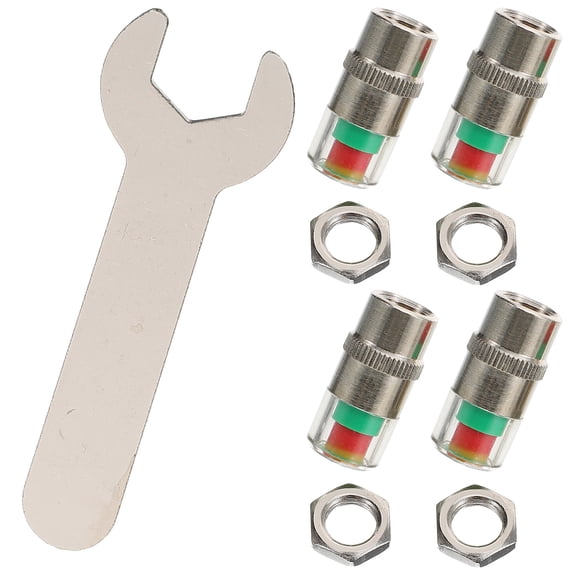 Raindrops Caps for Tire Valves 1 Set Metal Silver for Car Tyre with Pressure Warning System