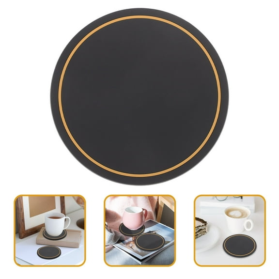 Raindrops Rubber Coaster Heat Resistant Round Black Anti Slip Pad 1Pack