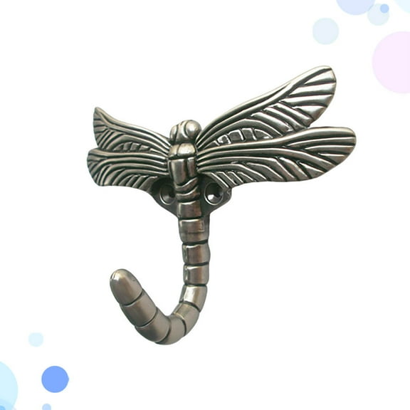 Raindrops Cartoon Dragonfly Coat Hook Lovely Animal Hat Hook Wall Hanging Coat Hook Door Back Hook for Home Set Ancient Silver