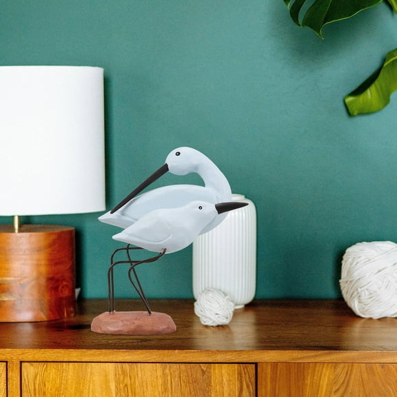 Raindrops Carved Bird Statue for Decor Adornment Decorative Office Sky-blue