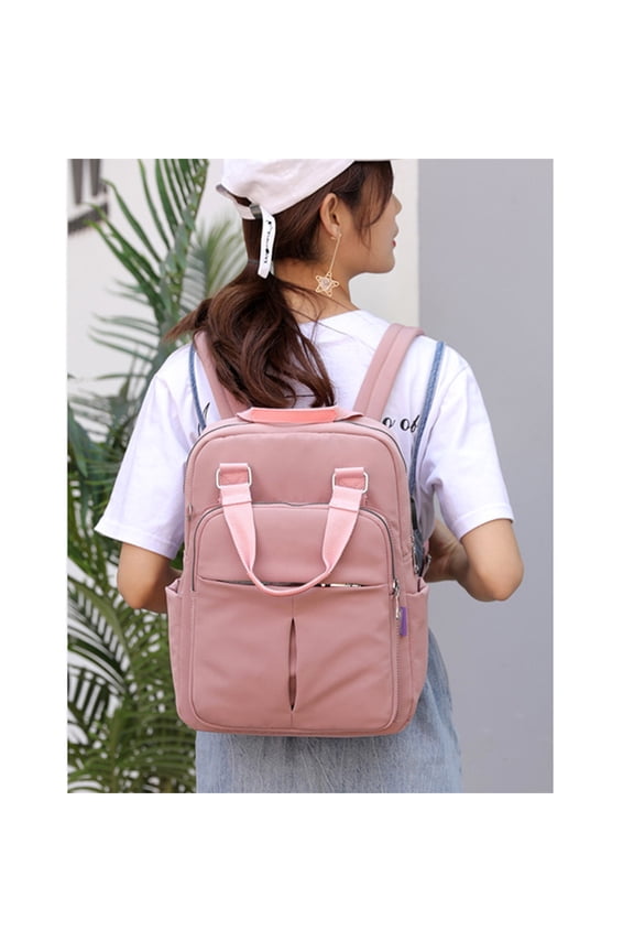 Casual Pink USB Computer Backpack with Adjustable Straps and Large Storage Capacity