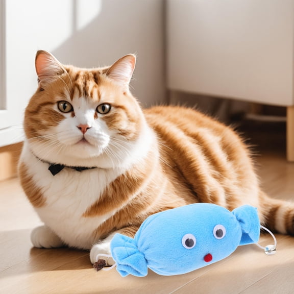 Raindrops Cat Toys Pillow Sky-blue Cute Design Plush Doll for Indoor Play 1Set