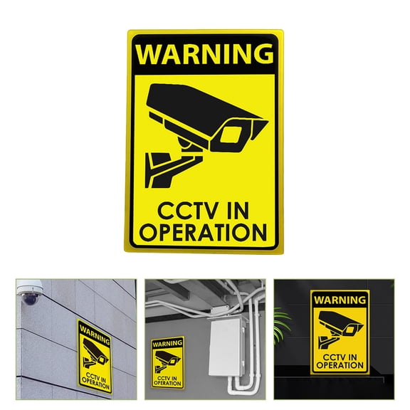 Raindrops Outdoor Yellow Camera Warning Sign for Home Security Suitable for Parks and Retail