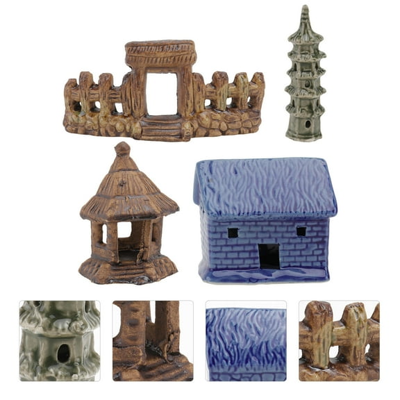 Raindrops Ceramic Fish Tank Aquarium Ornaments Set of 4 Assorted Colors for Decor Realistic Crafts