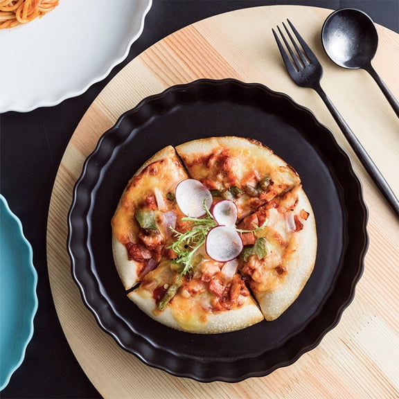 Raindrops Ceramic Plate Spaghetti Noodles Ceramics Platters Sushi Plates Black