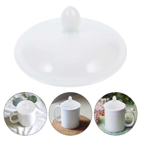 Raindrops White Ceramic Tea Cup Lid Replacement Cover for Tea Bowl, Mug, and Teapot - Spill and Burn Prevention for Home & Office Use