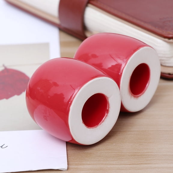 Raindrops 2Pcs Red Ceramic Toothbrush Holder Multi Functional Toothpaste Rack for Bathroom Use