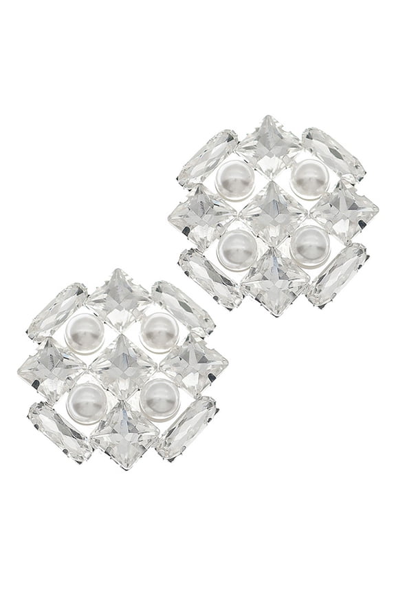 Charms Shoe Buckle Square Shoe Clips Shoe Decorations Bride Women's 4x4cm Silver