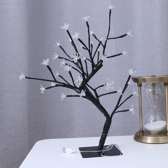 Raindrops Cherry Tree Light with 36 LED Warm White Lights for Home Decoration Wedding Party Desk Lamp Black PVC