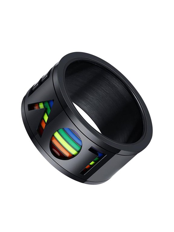 Chic Black Stainless Steel Rotating Ring for Men Suitable for Special Events