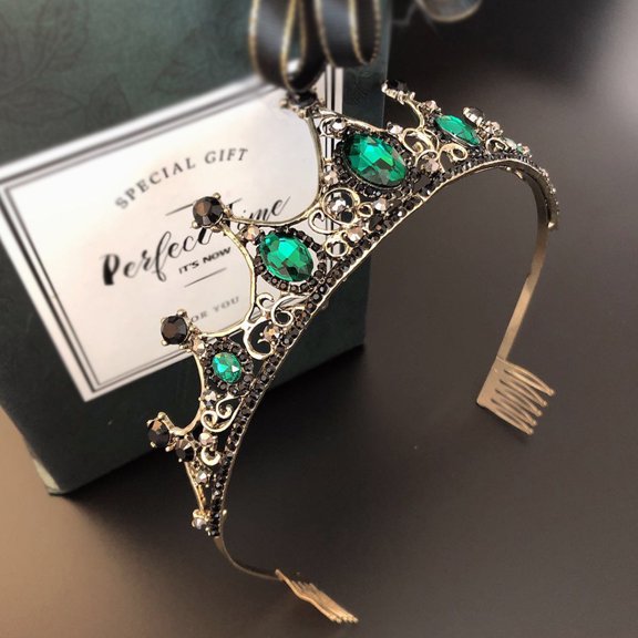 Raindrops Chic Green Wedding Bride Crown Fashion Headwear Photography Accessory with Fine Workmanship