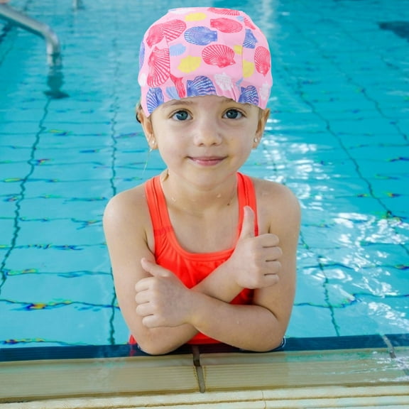 Raindrops Children's Swimming Cap Hat for Kids Waterproof Girl Toddler Pink