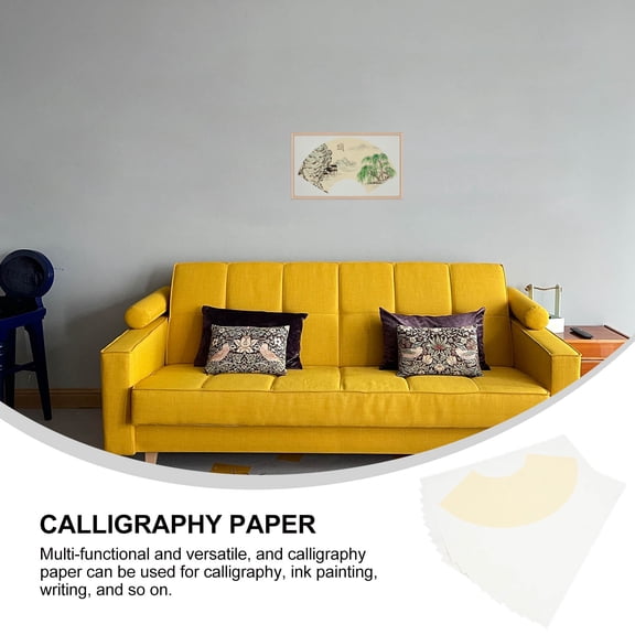 Raindrops Chinese Calligraphy Paper Sheets with Fanshaped Design for Painting and Writing 10pcs