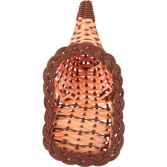 Raindrops Chocolate Bamboo Woven Cornucopia Basket for Storage Use, Multipurpose Fruit and Sundries Organizer, 12 x 10 x 8 inches