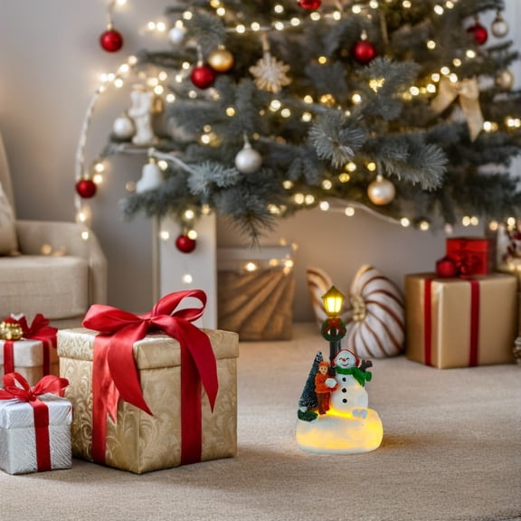 Raindrops LED Battery Operated Snowman Lamppost Christmas Table Decoration