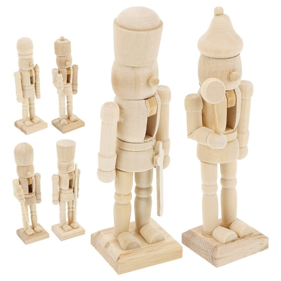 Raindrops Christmas Nutcracker Soldier 6Pcs Set Beige Wood Schima Superba Decoration Toy
