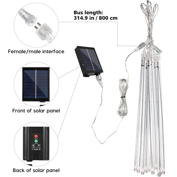 Raindrops Christmas Outdoor Lights Solar Meteor Shower Lamp LED Falling String Lamps