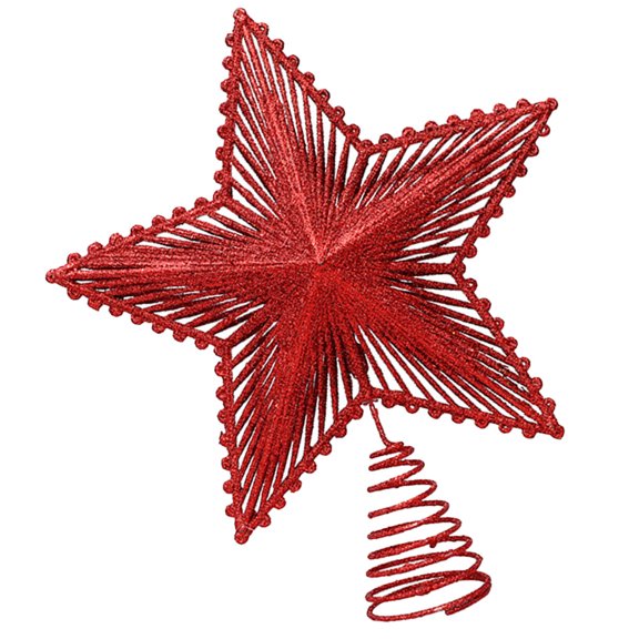 LABRIMP Christmas Tree Topper 1 Piece Design with Iron Wire, Yarn & Glitter Powder, 23x20cm Holiday Decoration
