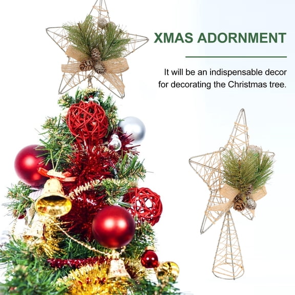 Raindrops Christmas Tree Topper Star Ornament 1Pack Assorted Color 10.22X6.68X2.36in Iron Cloth Wood for Holiday Decor