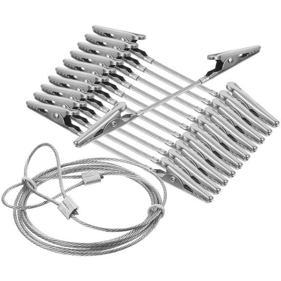 Raindrops Clamp Picture Hanging Wire with Clips Photo Folder 150.00X10.20X1.00CM Silver