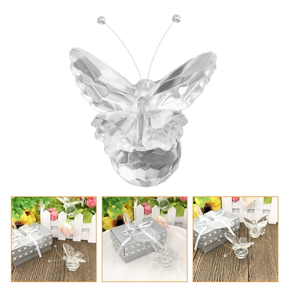 Raindrops Clear Crystal Butterfly Sculpture for Decoration Synthentic Material Great Gift Idea 4 Inch