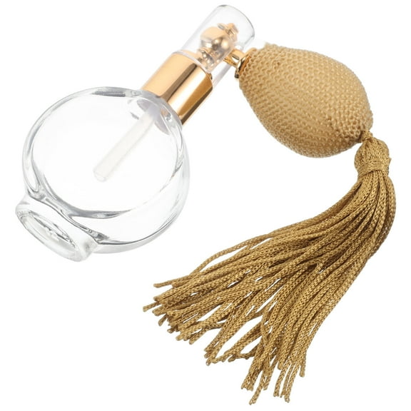 Raindrops Vintage Refillable Glass Perfume Bottle with Tassel Bulb and Fine Mist Spray for Travel and Everyday Use