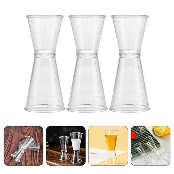 Raindrops 3-Piece Transparent Plastic Cocktail Jigger Set for Precise Spirit Measuring and Accurate Drink Pouring