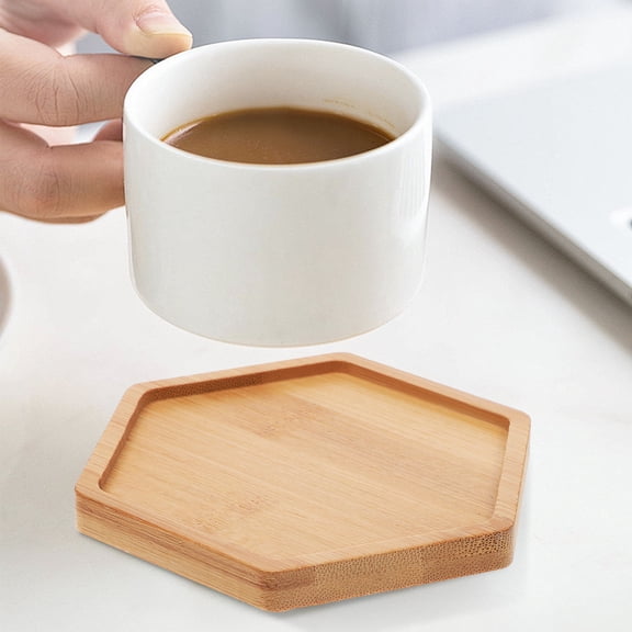 FOMIYES 4Pcs Blank Bamboo Coaster Bases for DIY Crafts Planter Coasters and Drink Mats Beige