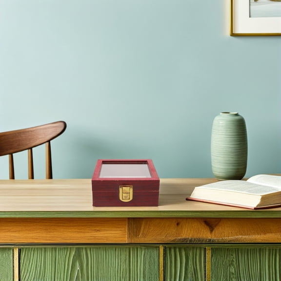 Raindrops Coffee Wood Shadow Box Display Case with Clear Acrylic Cover for Butterfly Specimens and Dried Flowers