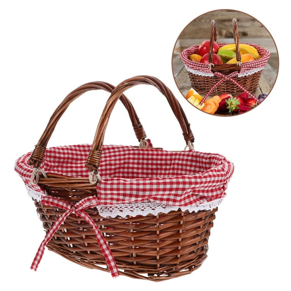 Raindrops Scalloped Basket Coffee Wicker 1Pack