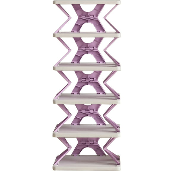 Raindrops Collapsible Purple Shoe Rack for Kids Plastic Storage Organizer MultiLayer Folding Design 70.5x28.5x20 cm