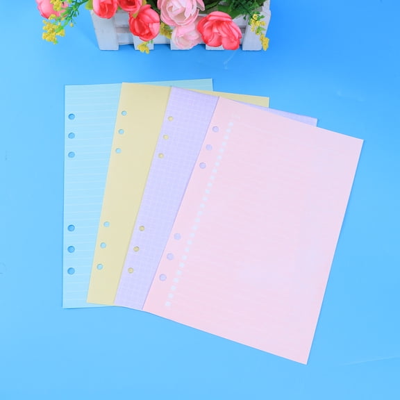 Raindrops Colorful Tab Dividers for Writing A5 Size Smooth Clean Lined Pages Notebook Loose Leaf Paper Six Holes