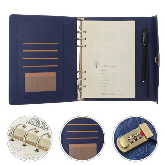 Raindrops  Combination Lock Diary A5 Password Notepad Refillable Locking with Blue