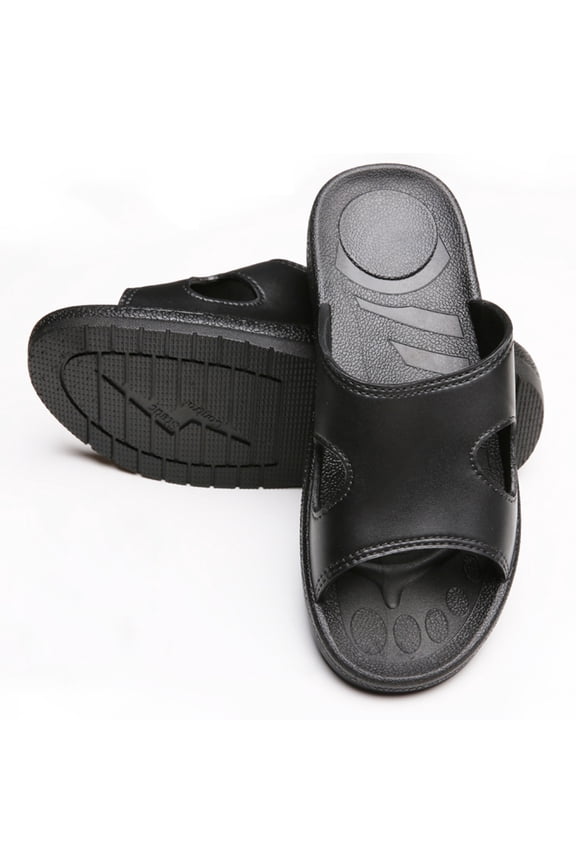 Comfortable Black AntiStatic Home Slippers for Made of Durable PU with Thick AntiSlip Soles Size 42