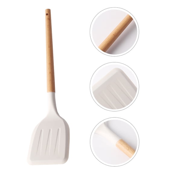 Raindrops  Cooking Cookware Wooden Handle Silicone Spatula Practical Wok Utensil