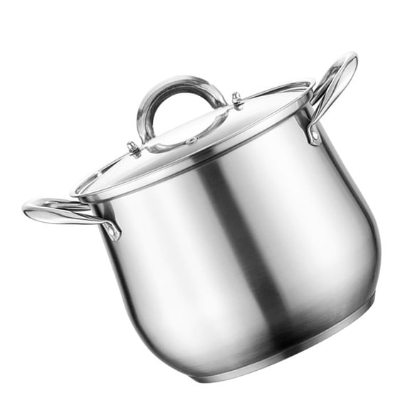 FOMIYES Stainless Steel Stock Pot with Lid, Thick Base, Dual Handles for Cooking and Boiling