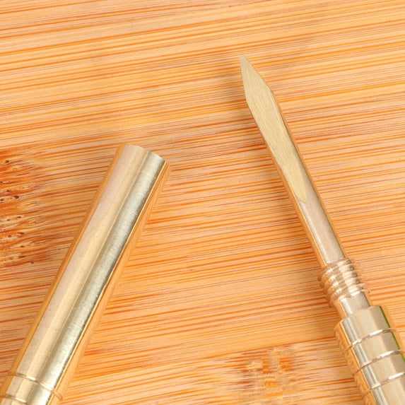 Raindrops Copper Cylinder Tea Tool Set for Chinese Kung Fu Tea Making 2 Section Bamboo Shape Assorted Color