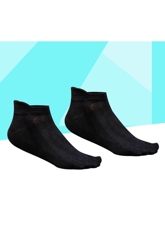 Cotton Ankle Socks for Men Low Cut 5 Finger No Friction Breathable 1Pair Black