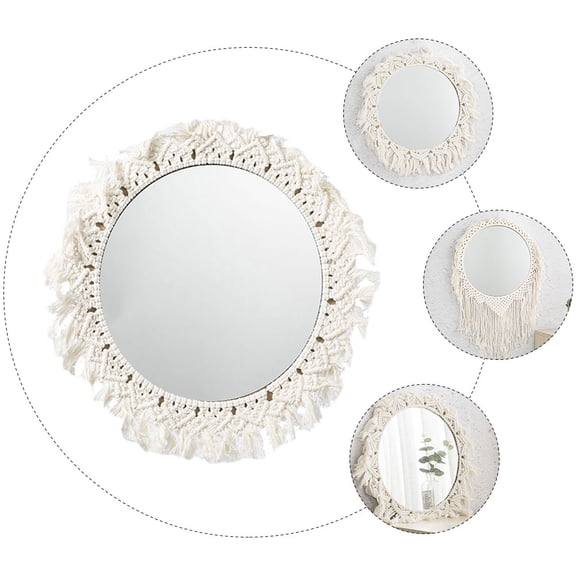 DEMACRIO Mirror for Wall Decor Beige Cotton Rope 1Pcs Minimalist
